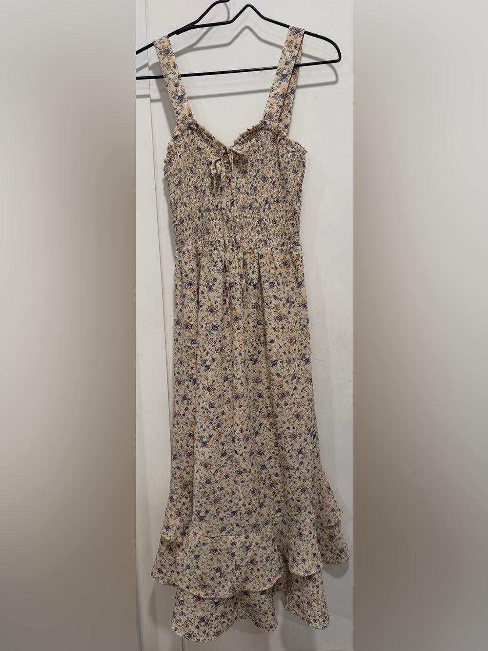 Grace Karin Cream Maxi Skirt with Purple & Orange Floral Print
